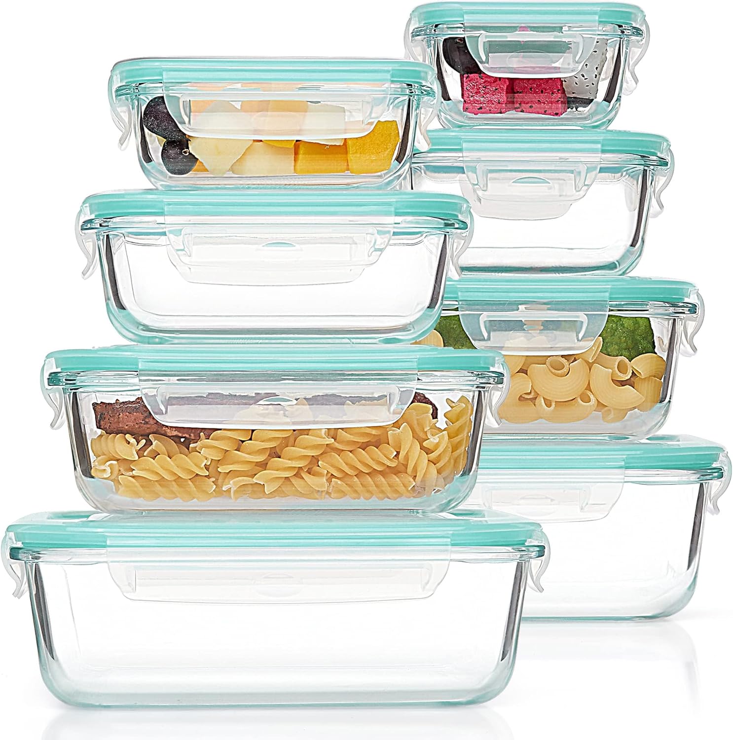 8 Pack Glass Food Storage Containers with Airtight Lids, Glass Meal Prep Containers, Lunch Office Meal for Microwave, Oven, Freezer and Dishwasher, BPA Free